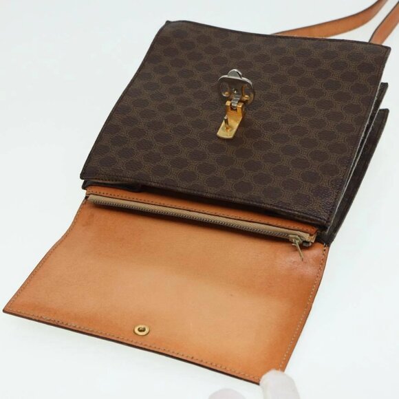 CELINE Macadam Canvas Shoulder Bag PVC Leather Brown Auth - Picture 7 of 16